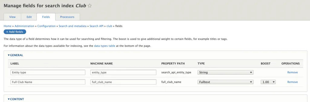 Drupal Search API Solr processor configuration screenshot